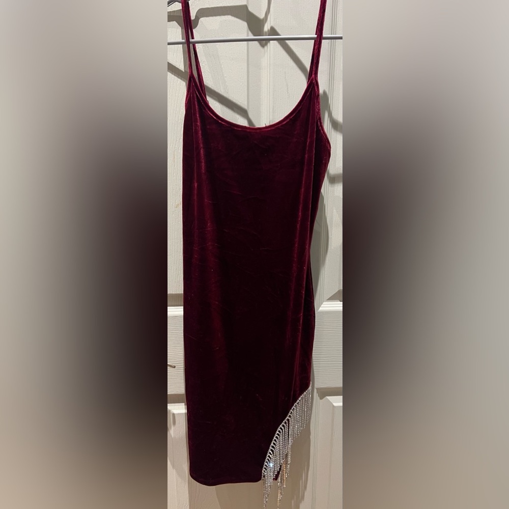 NWT - Fashion Nova Medium Burgundy Velvet Dress